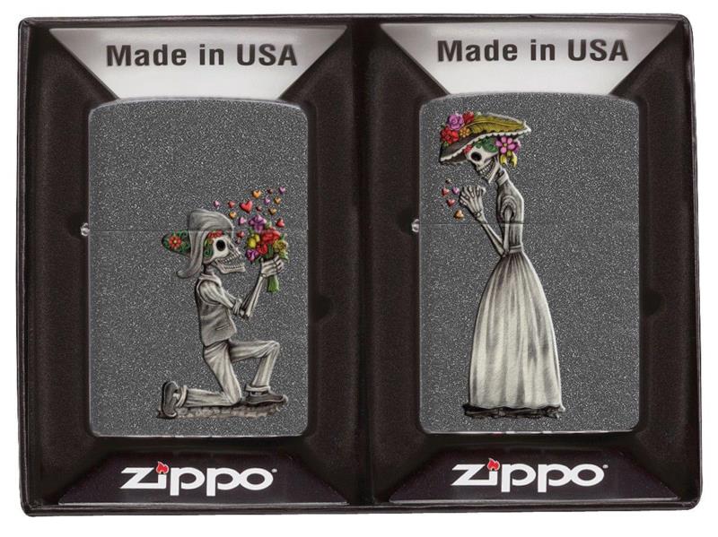 2 Zippo Set Day Of Death Iron Stone Color Lighter New In Box Ebay
